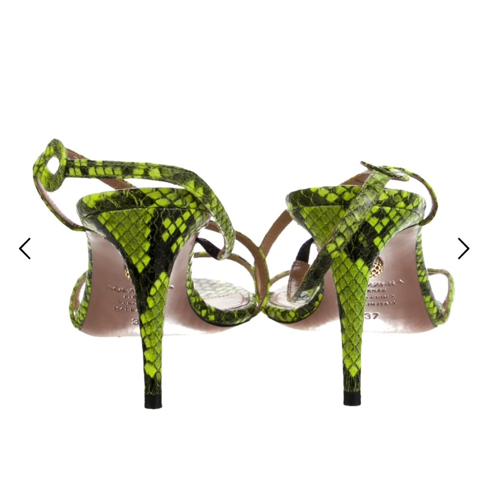 Aquazzura Lime Snake Print Heels